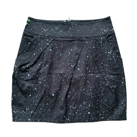 Tommy Hilfiger Metallic Splatter Print Mini Skirt Black Silver Gray Size 10 - Picture 1 of 6